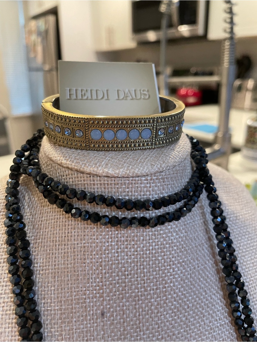Heidi Daus Black Crystal Long Lariat Necklace and brasalette set MRSP $295 - Picture 4 of 17